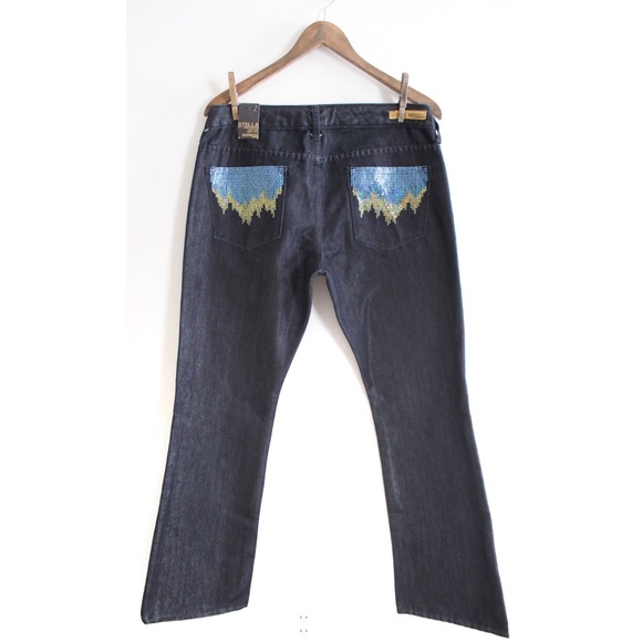 Express NWT Stella Low Rise Bootcut Sequin Embellished Dark Wash Jeans 10 30 - Picture 5 of 9